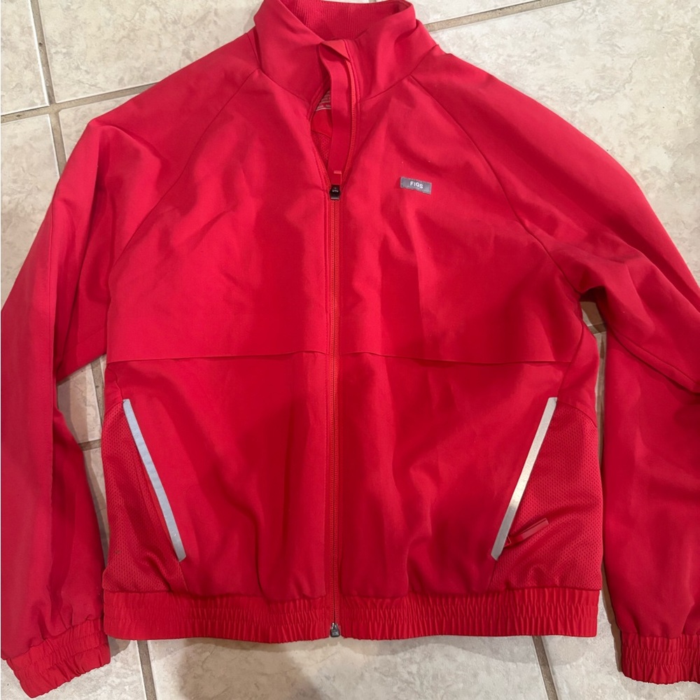 Figs Bright Red Bomber Jacket
